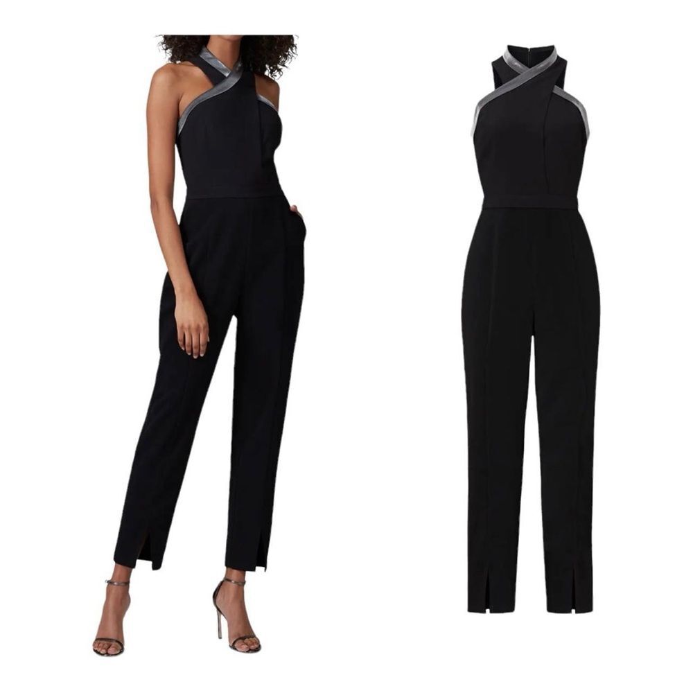 Black Cross Neck Halter Formal Jumpsuit size XL